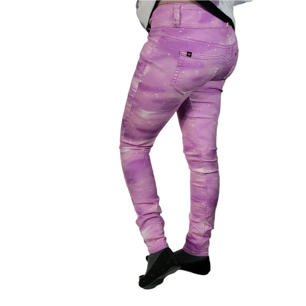 Blackheart Pastel Pink White Galaxy Print Super Skinny Jeans